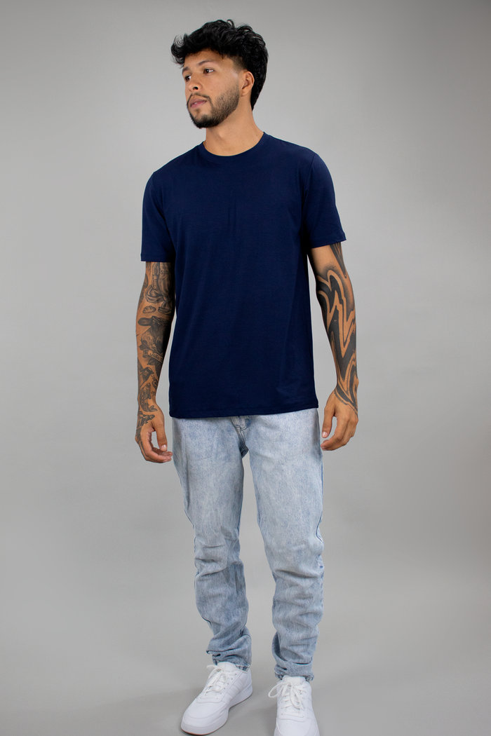 T-shirt Técnologica  Masculina em Modal Marinho Luxo Urbano