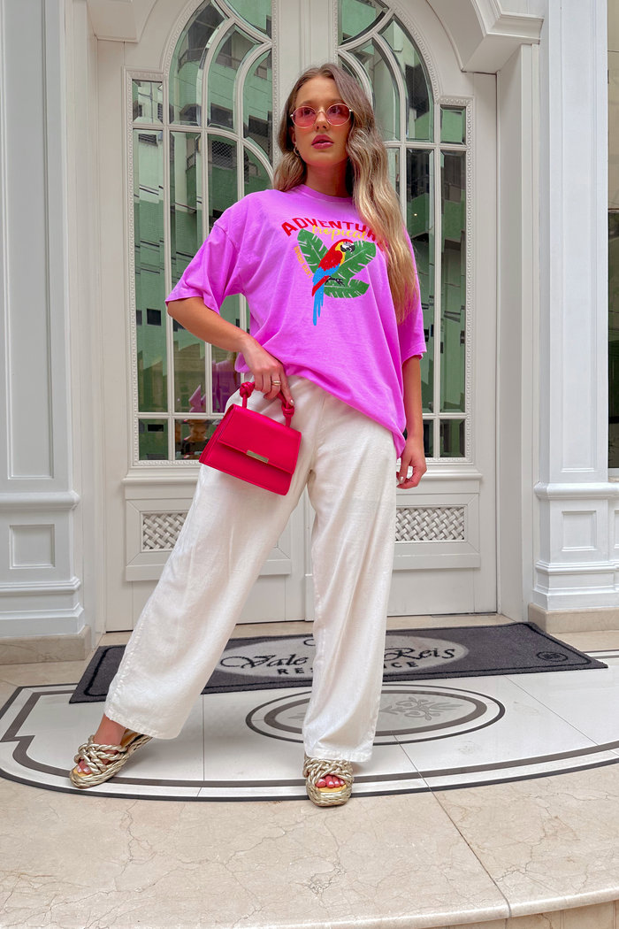 T-shirt Feminina Oversized Tropical Luxo Urbano