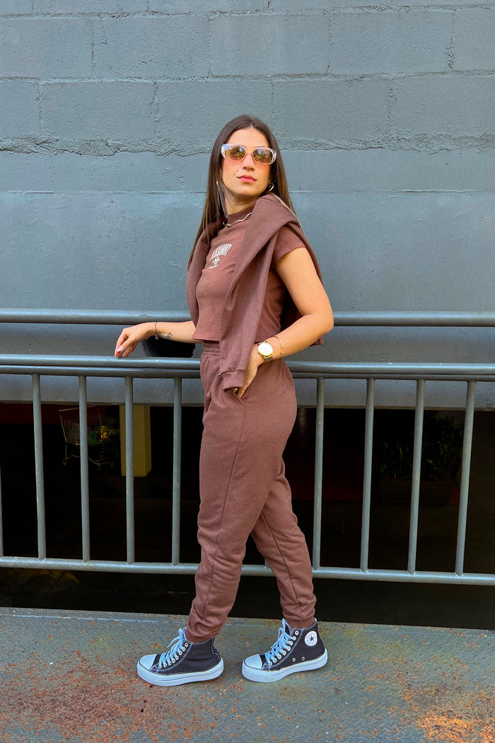 Calça de Moletom Marrom California Luxo Urbano