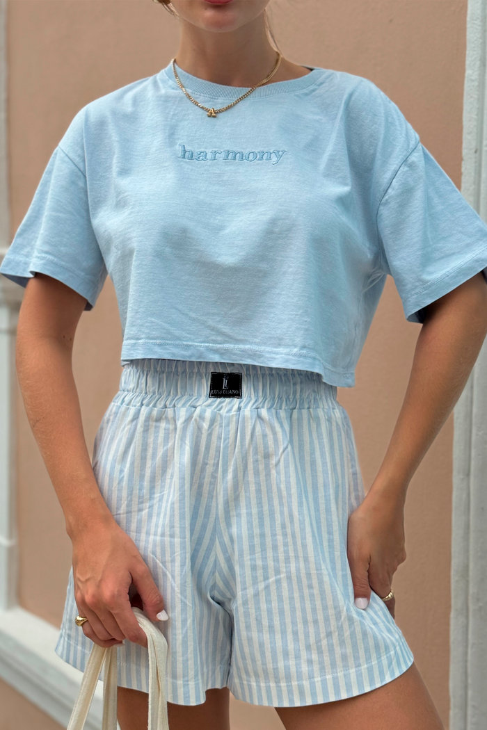 Cropped Bordado Harmony Azul Luxo Urbano