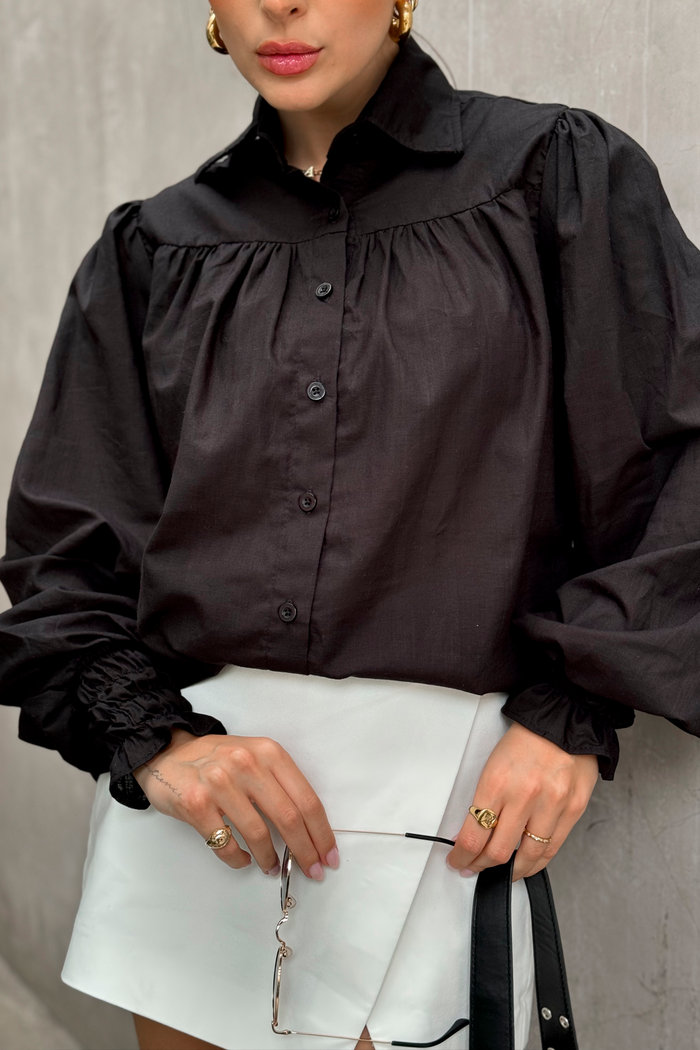 Camisa Preta Linho Luxo Urbano