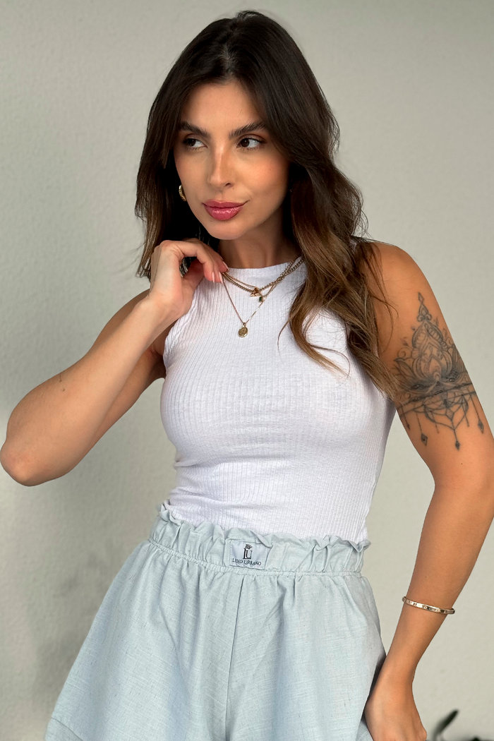 Regata Branca Canelada Yasmin Luxo Urbano