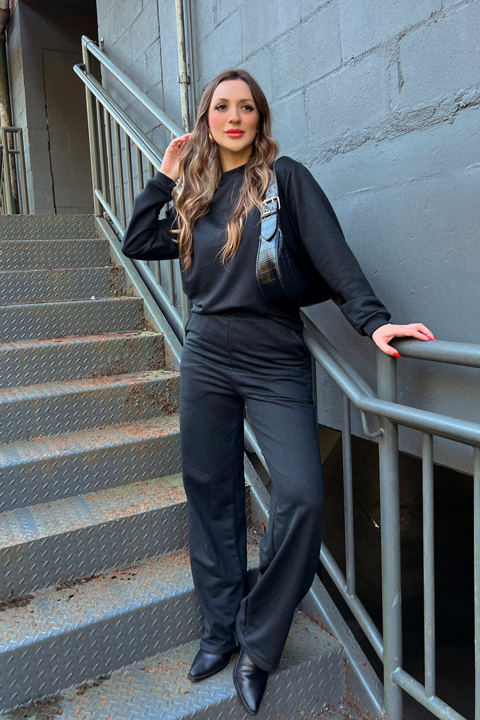 Calça de Moletom Preto Luxo Urbano