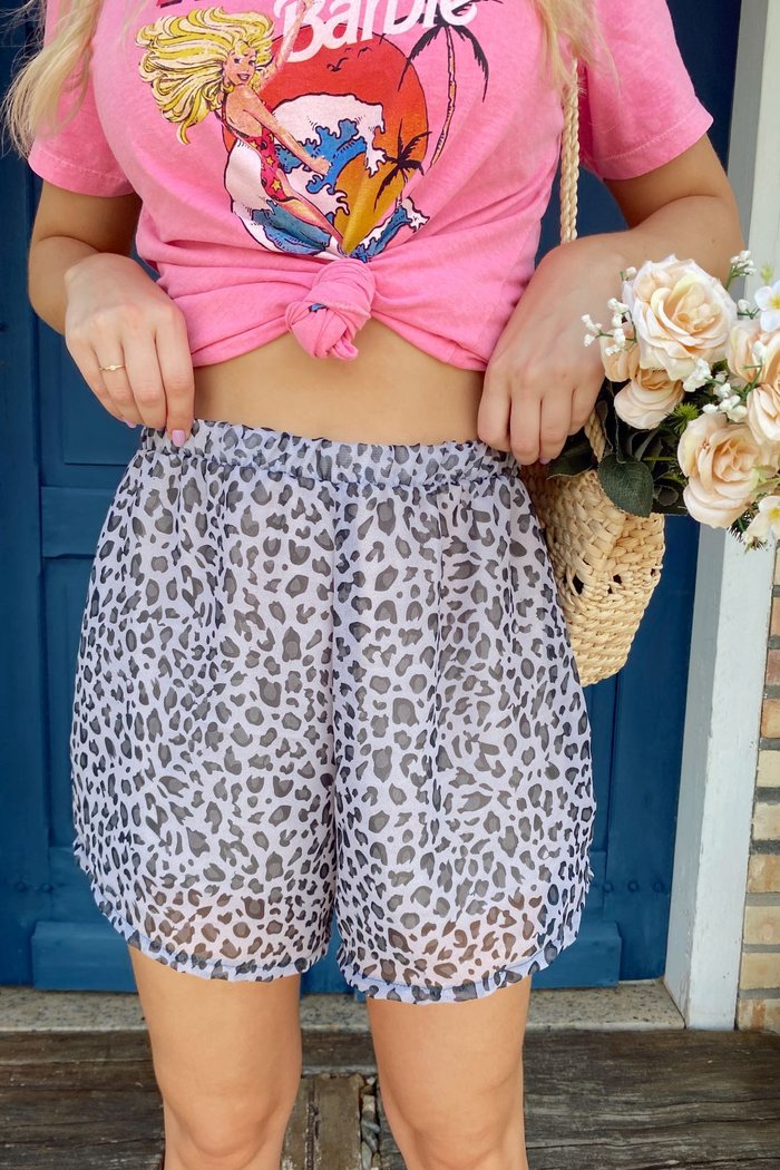 Shorts Animal Print Oncinha Luxo Urbano