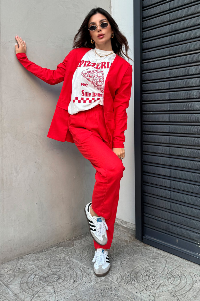 Calça Linho Com Elástico Luxo Urbano