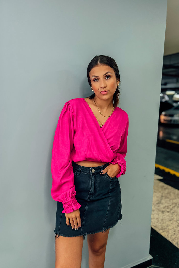 Blusa Transpassada Rosa Luxo Urbano