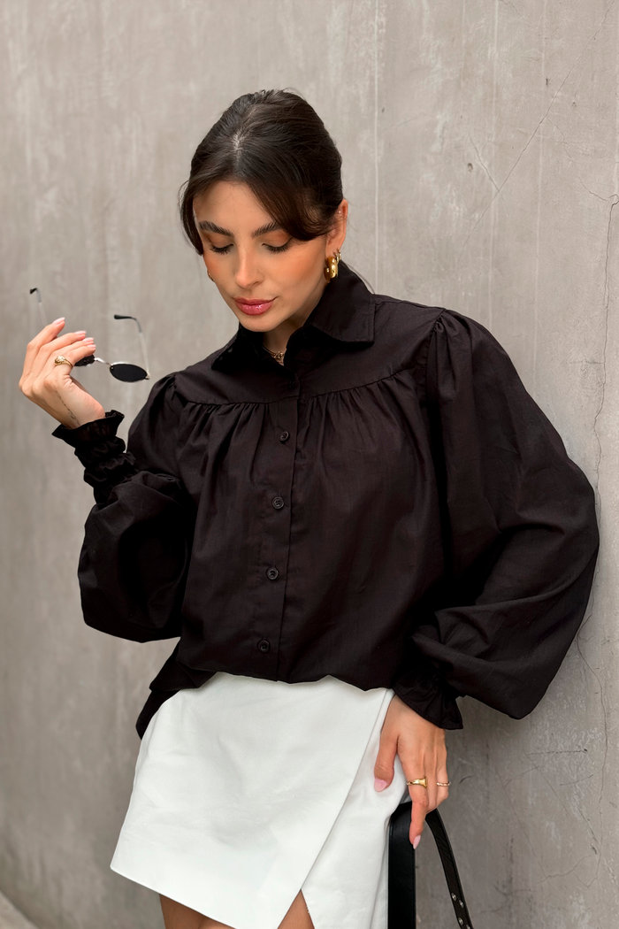 Camisa Preta Linho Luxo Urbano