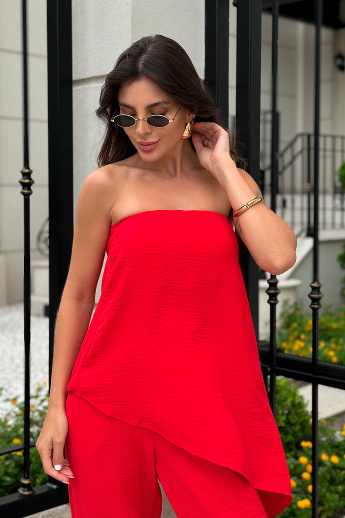 Blusa Copacabana Assimétrica Vermelha Luxo Urbano