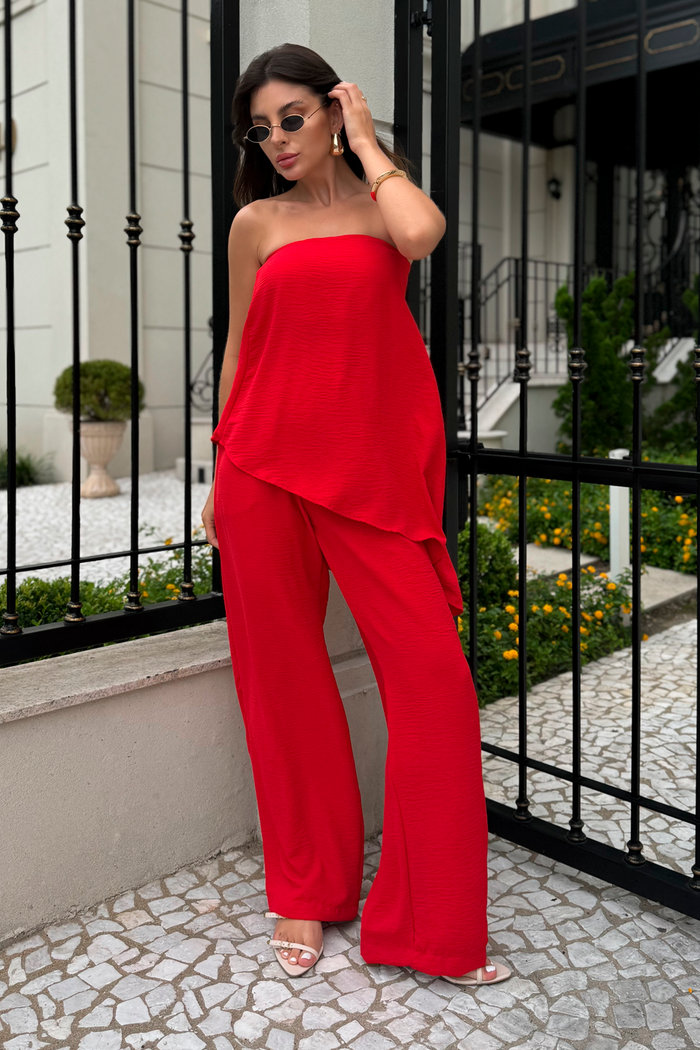 Blusa Copacabana Assimétrica Vermelha Luxo Urbano