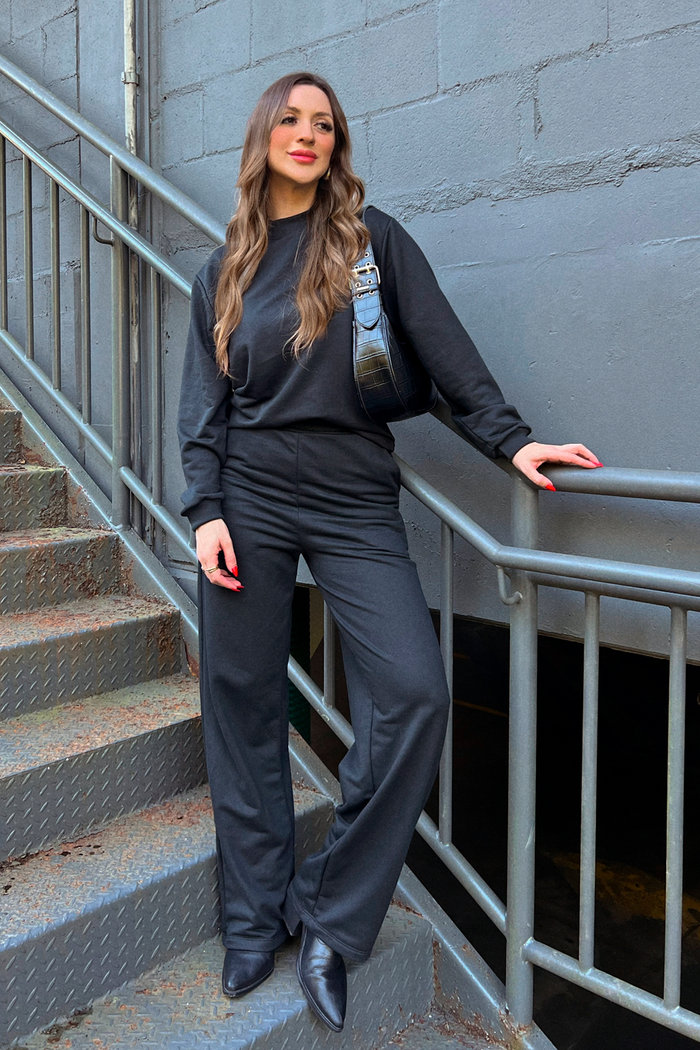 Calça de Moletom Preto Luxo Urbano