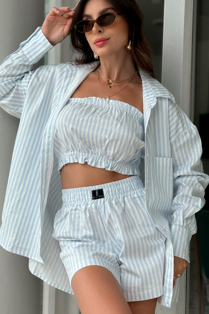 Shorts Boxer Listrado Azul Luxo Urbano