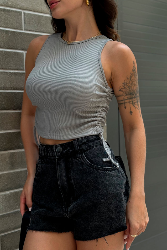 Regata com Amarração Lateral Cinza Luxo Urbano