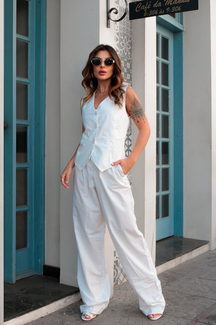Calça AlfaiatariaOff White  Luxo Urbano