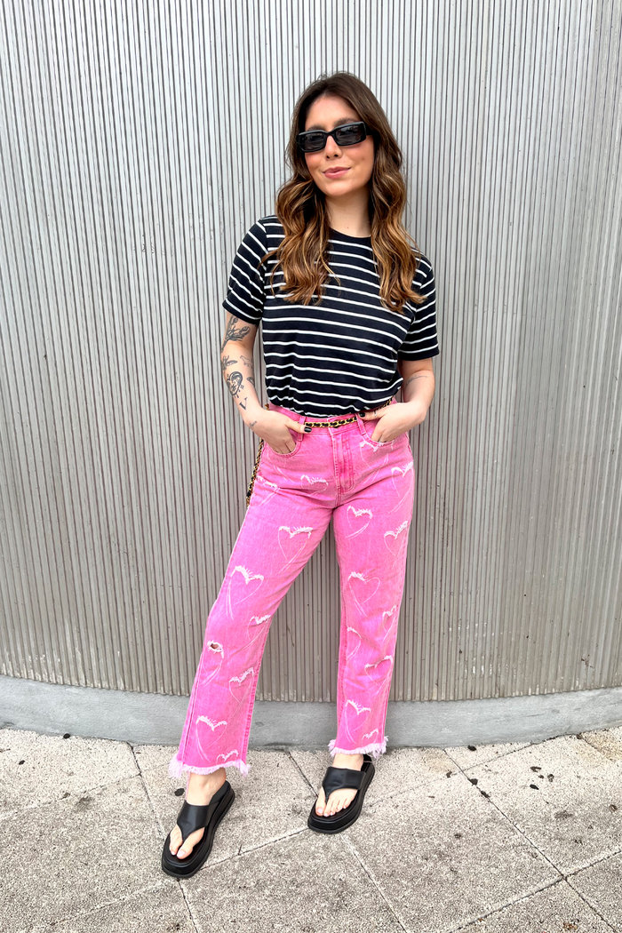 T-shirt Listrada Preta Feminina Luxo Urbano