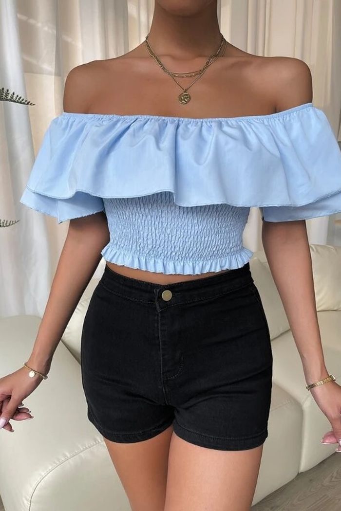 TOP PLISSADO FOLHADO