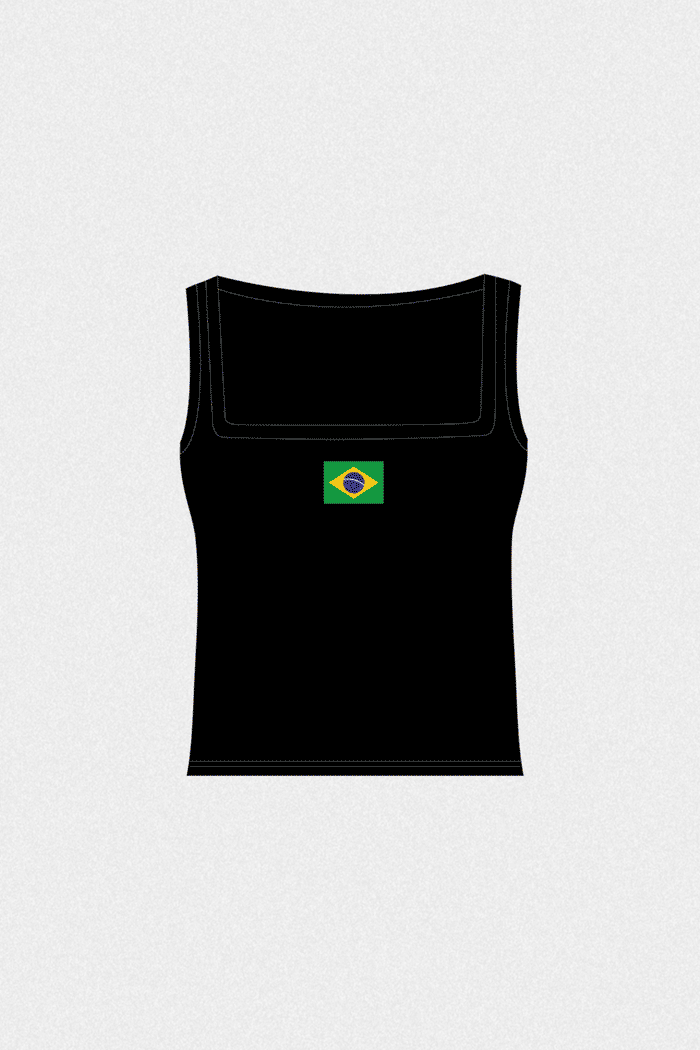 PRÉ-VENDA REGATA CAROL BRAZILIAN FLAG PRETA