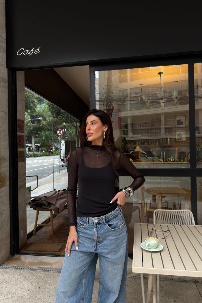 BLUSA DE TULE ALICIA PRETA