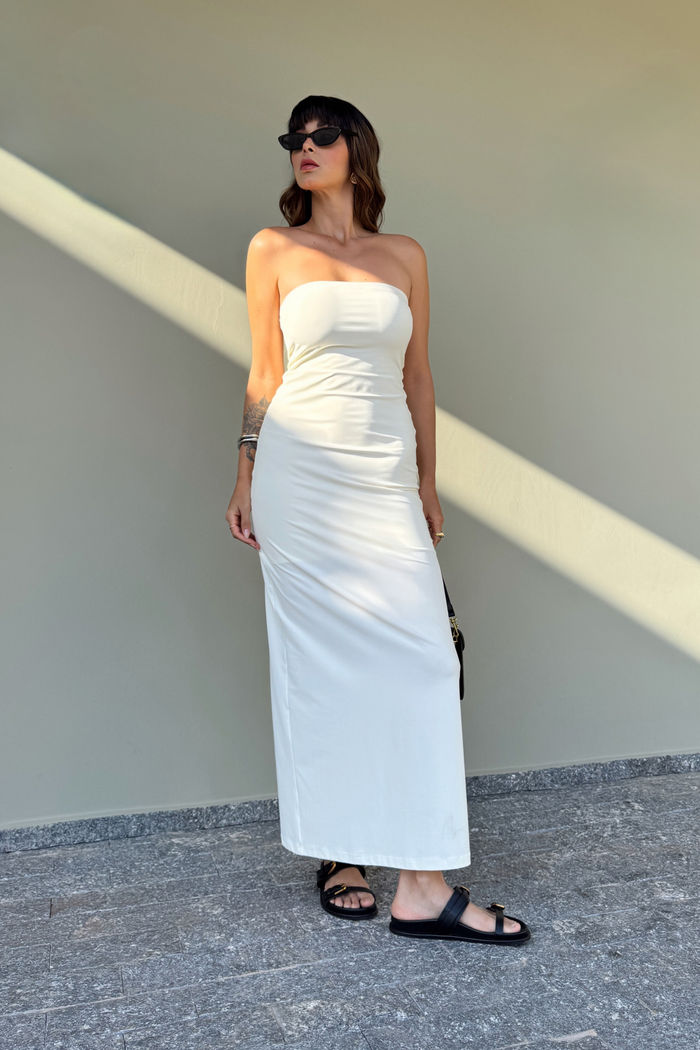 VESTIDO TOMARA QUE CAIA GABRIELLA BAUNILHA