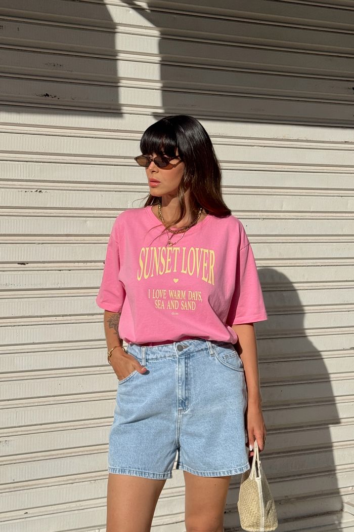 T-SHIRT ESTONADA SUNSET LOVER ROSA CREAM