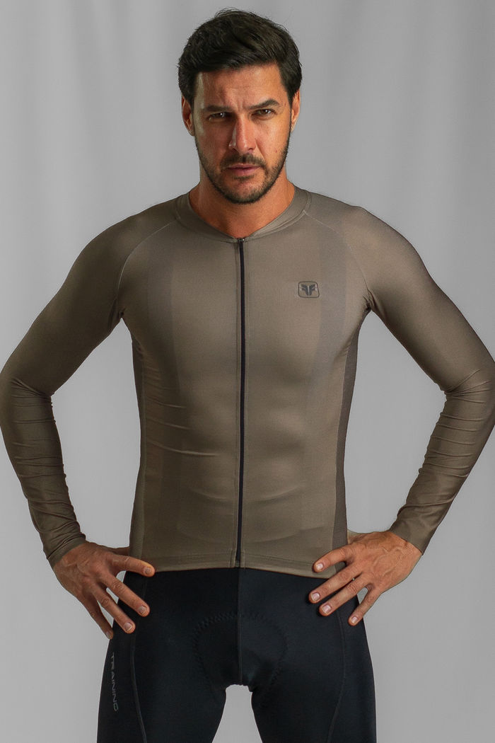 CAMISA DE CICLISMO MASCULINA TRAINING MANGA LONGA MOUSSE