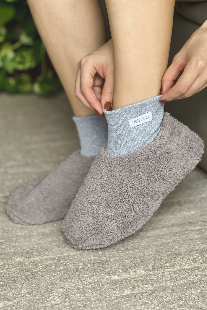 PANTUFA MEIA POLAR CINZA