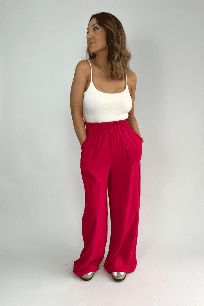 Calça Moletom Wide Leg Feminina Pink Jana