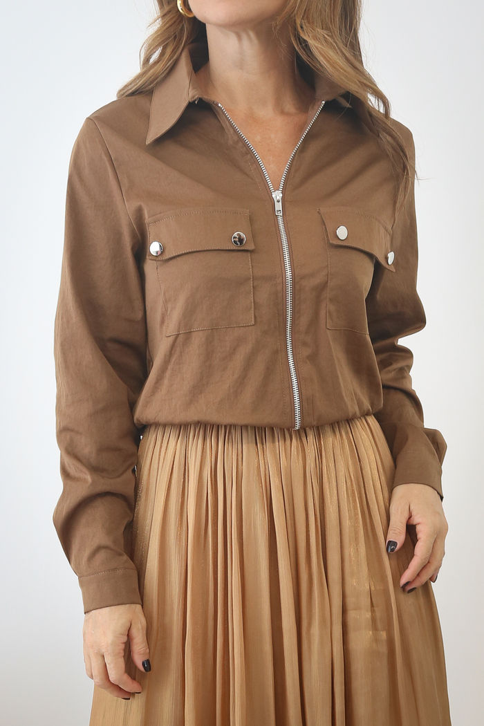 Jaqueta Com Ziper Metal Cropped - Terroso