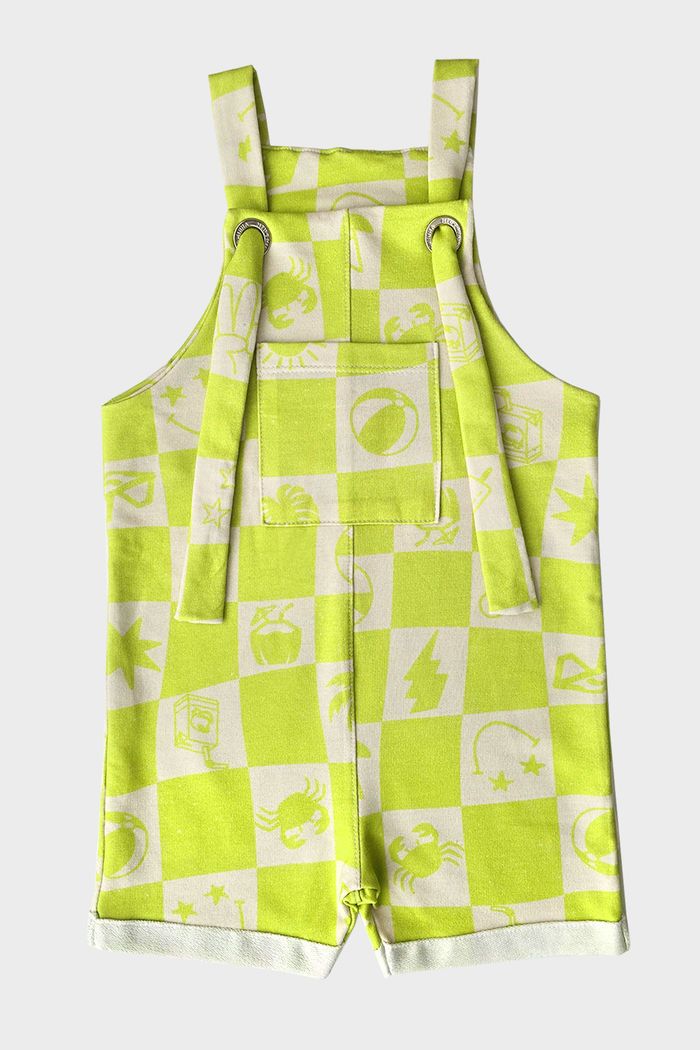 JARDINEIRA UNISSEX CURTA QUADRI VERDINHO