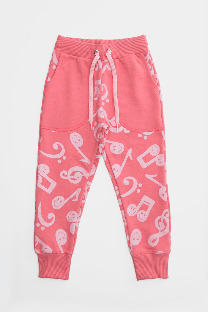 CALÇA MOLETON MENINA NOTAS PINK