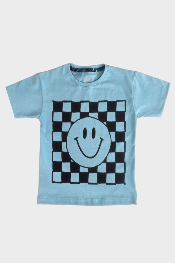 CAMISETA UNISSEX AZUL CARINHA XADREZ (SEGUNDA QUALIDADE)