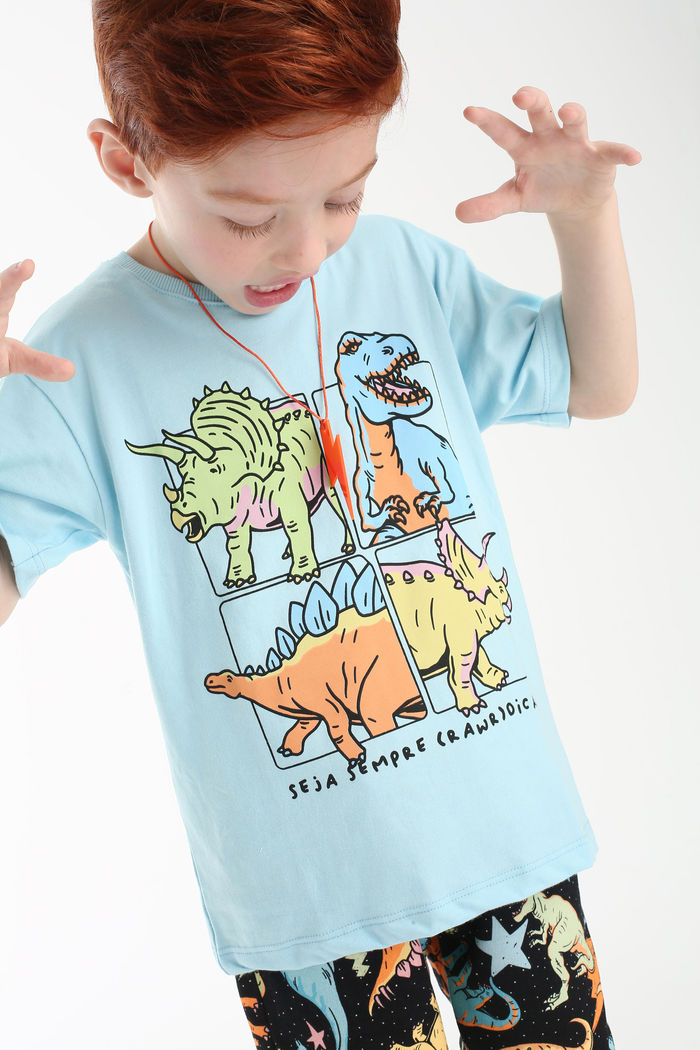 CAMISETA UNISSEX AZUL DINO RAWDICAL
