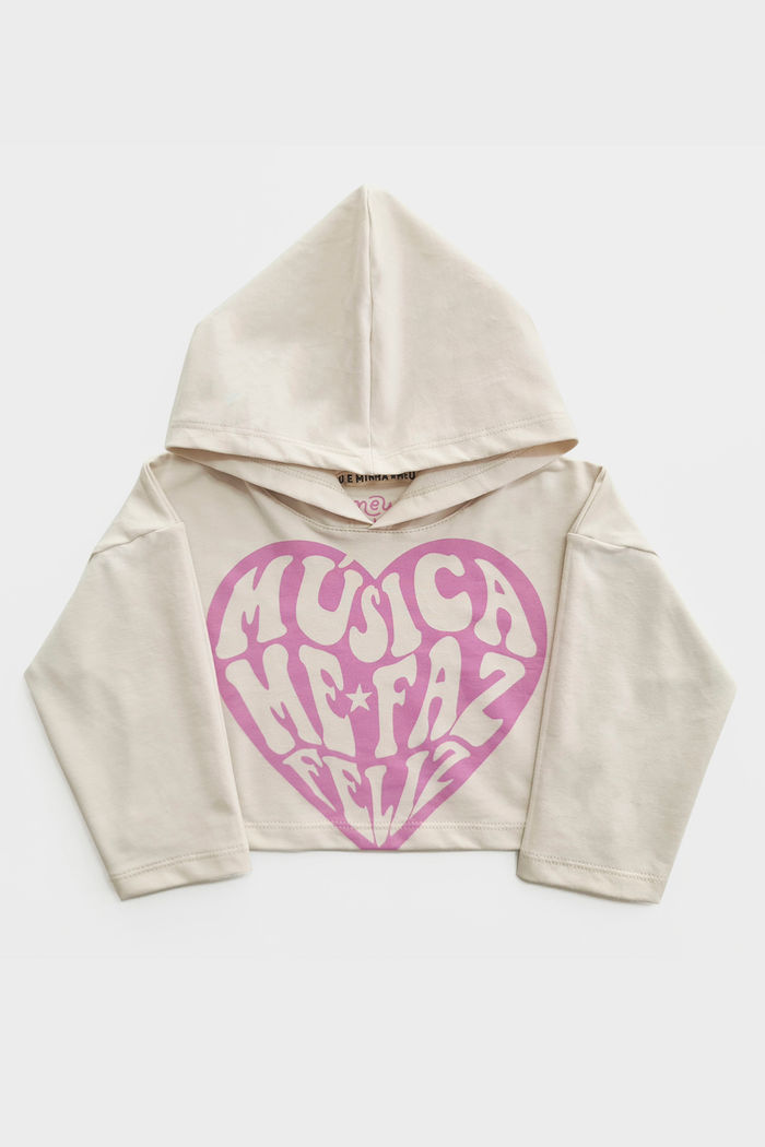 CASACO MENINA CROPPED MOLETINHO MÚSICA ME FAZ FELIZ (SEGUNDA QUALIDADE)