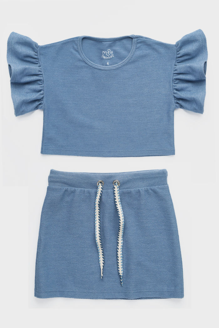 CONJUNTO MENINA MOLETON JEANS