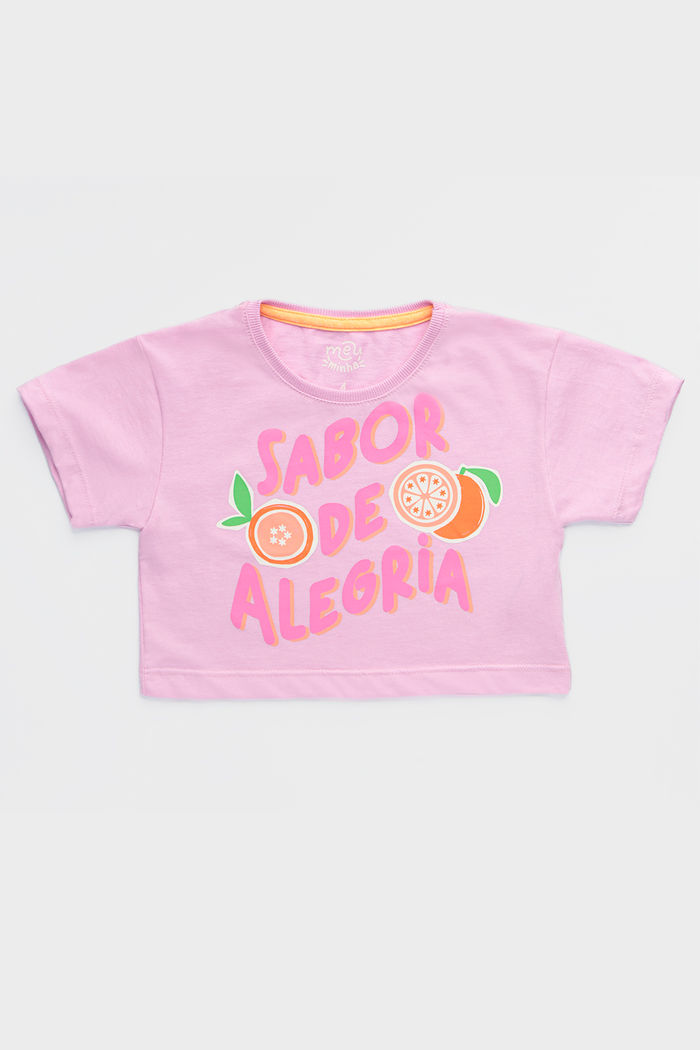 CAMISETA MENINA CROPPED SABOR DE ALEGRIA
