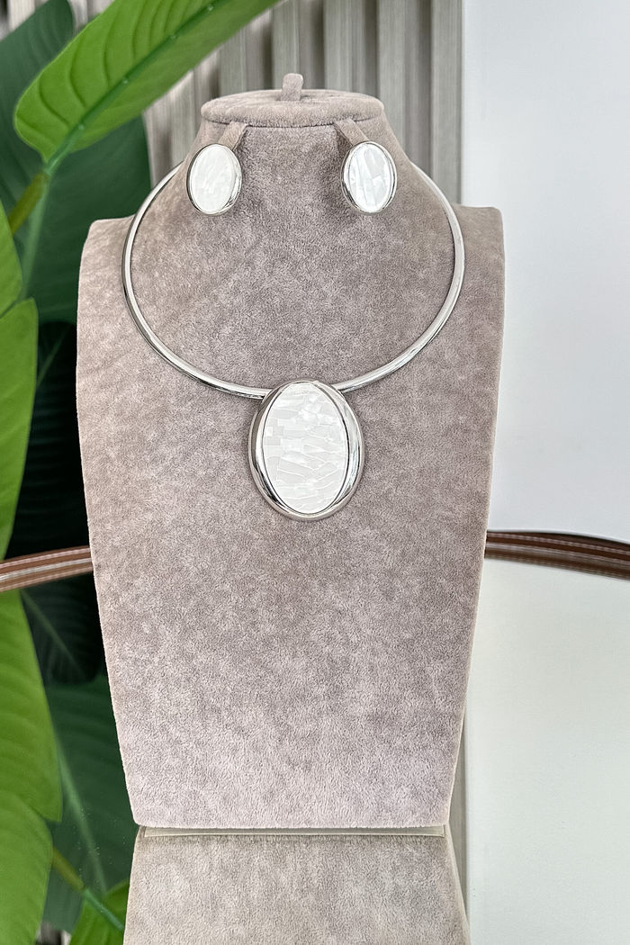 CONJUNTO COLAR E BRINCO LISA - PRATA