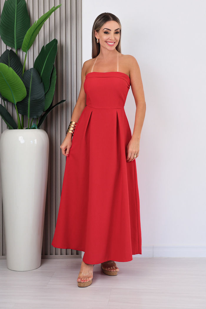VESTIDO TOMARA QUE CAIA JAQUELINE - VERMELHO