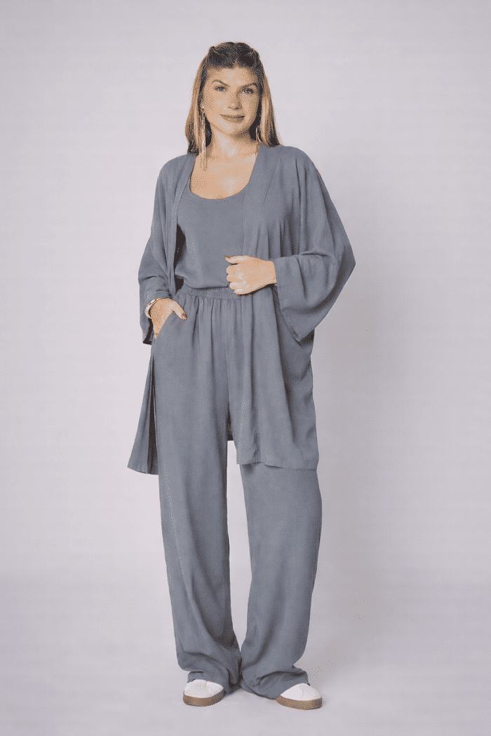 Conjunto Aline Cinza Mineral - 3 Peças