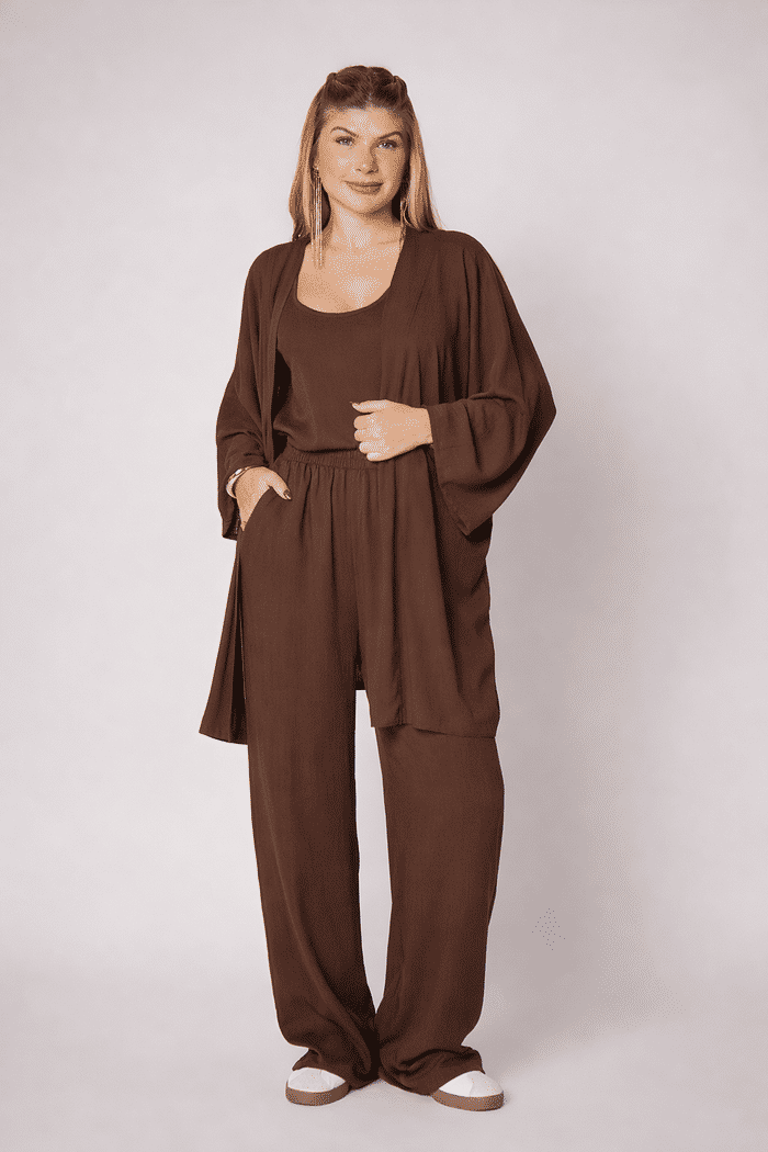 Conjunto Aline Chocolate - 3 Peças