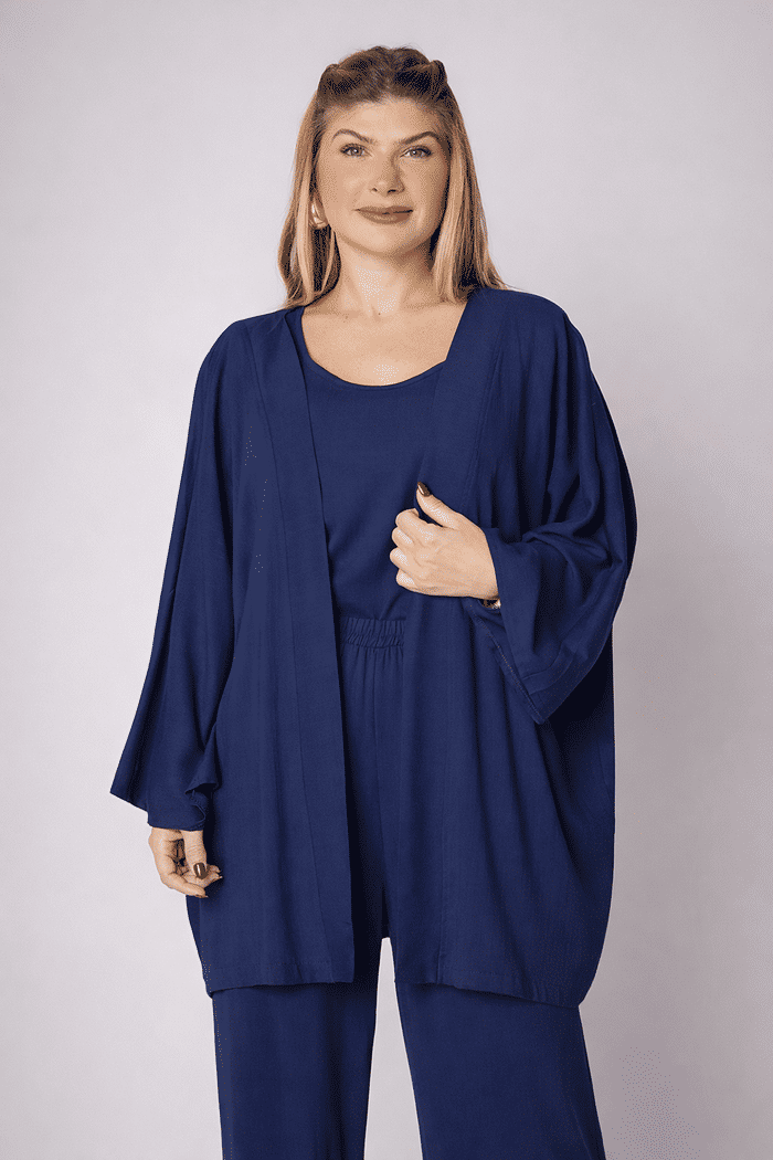 Kimono Aline Azul Marinho