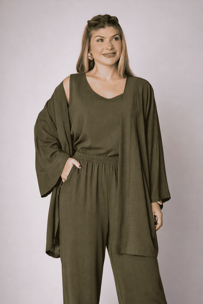 Kimono Aline Folha Seca