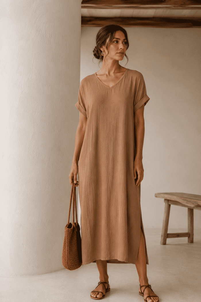 Vestido Elen Camel