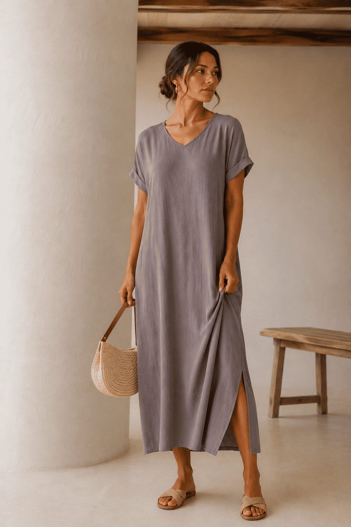 Vestido Elen Cinza Mineral