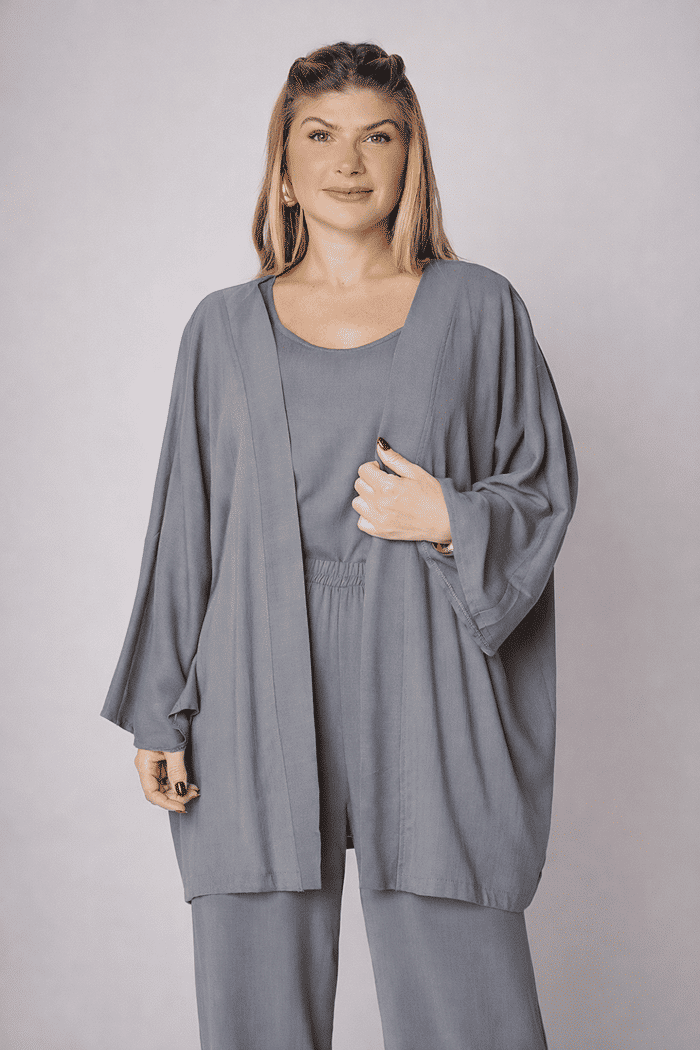 Kimono Aline Cinza Mineral