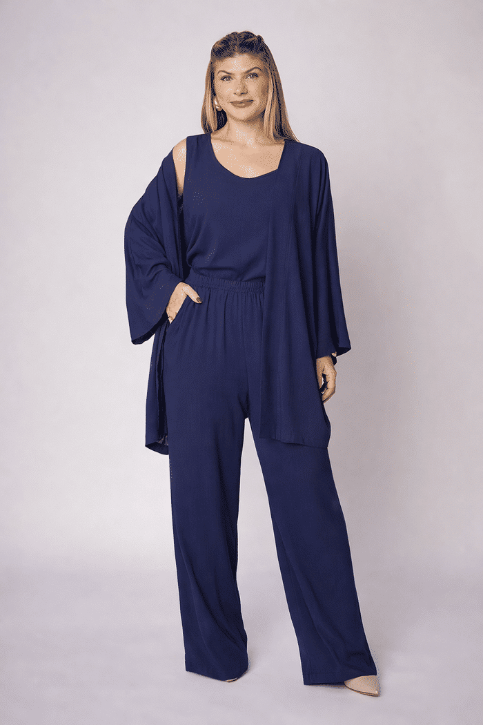 Conjunto Aline Azul Marinho - 3 Peças