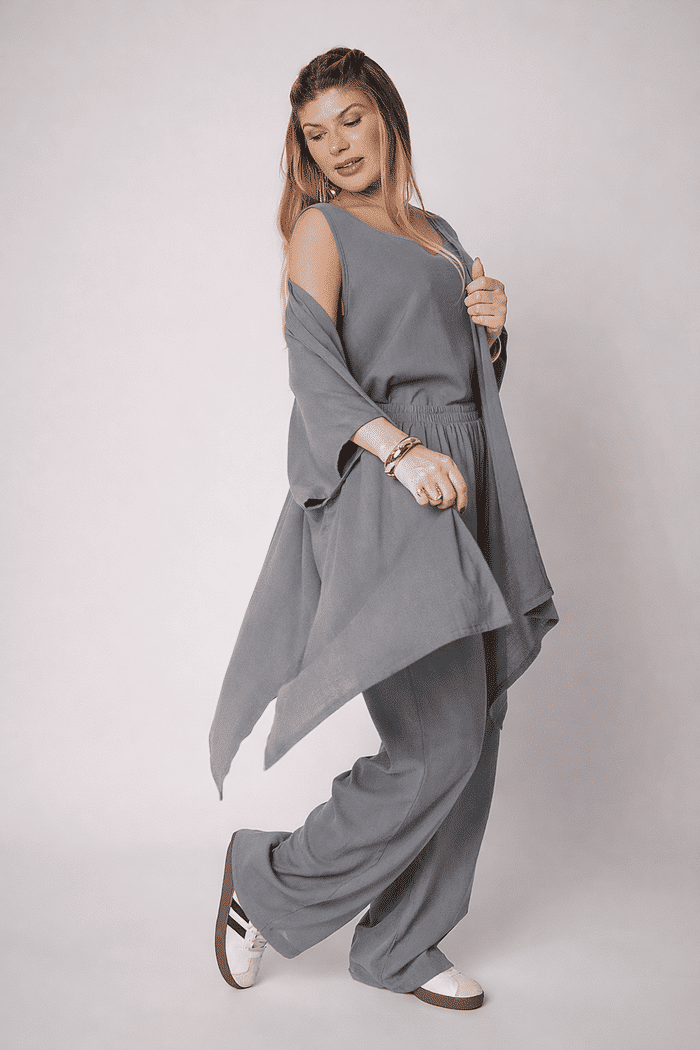 Kimono Eli Cinza Mineral