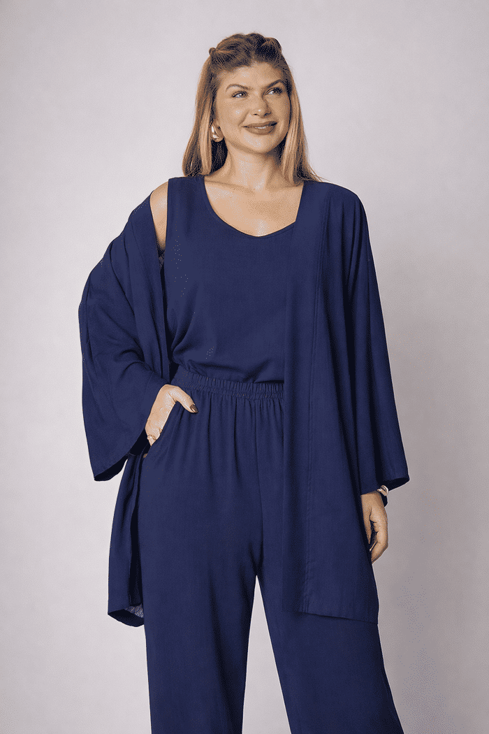 Kimono Aline Azul Marinho