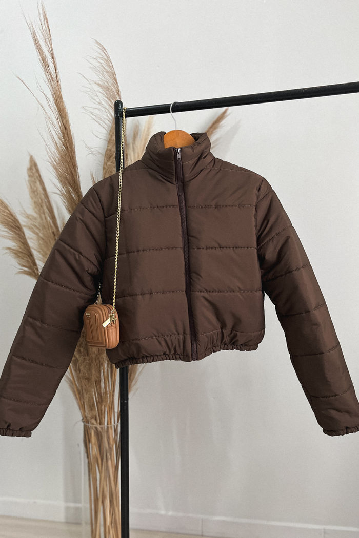 Jaqueta Puffer Meia Cereja - Marrom