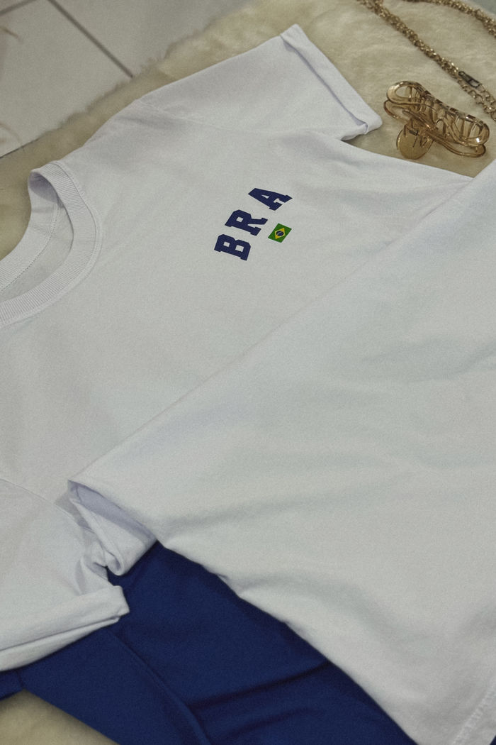 Tshirt Premium - BRA azul - Branca