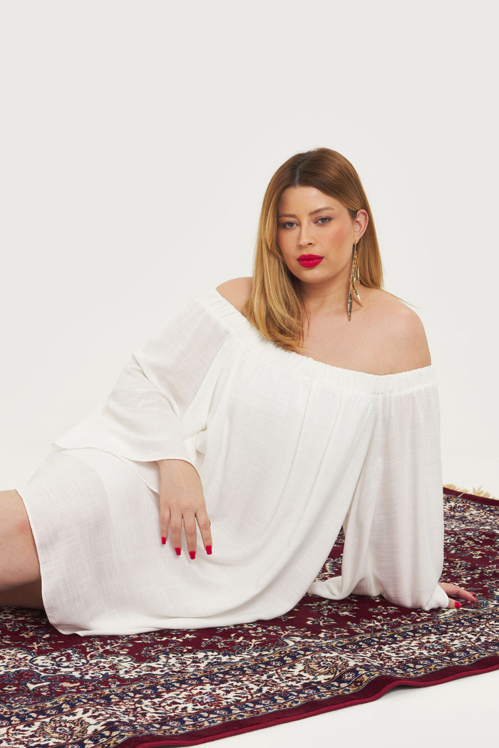 Vestido Ombro A Ombro Carolina Off-White