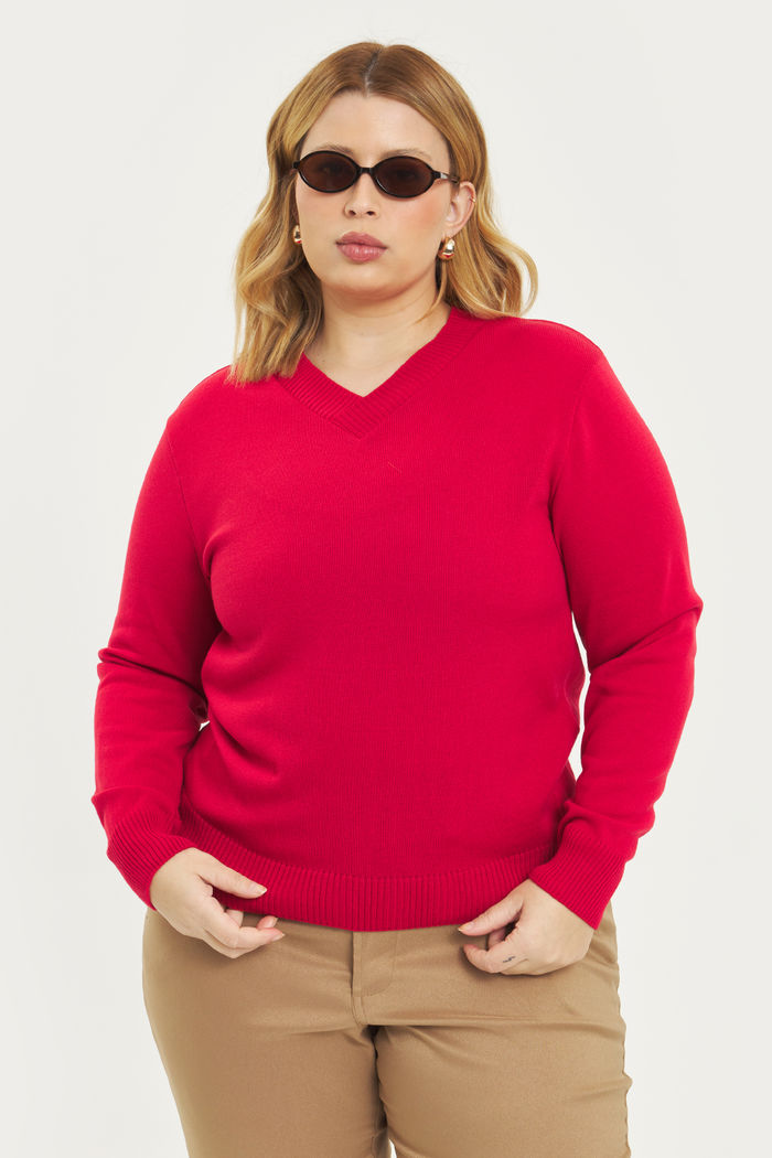 Blusa Manga Longa Tricô Alice  Vermelho